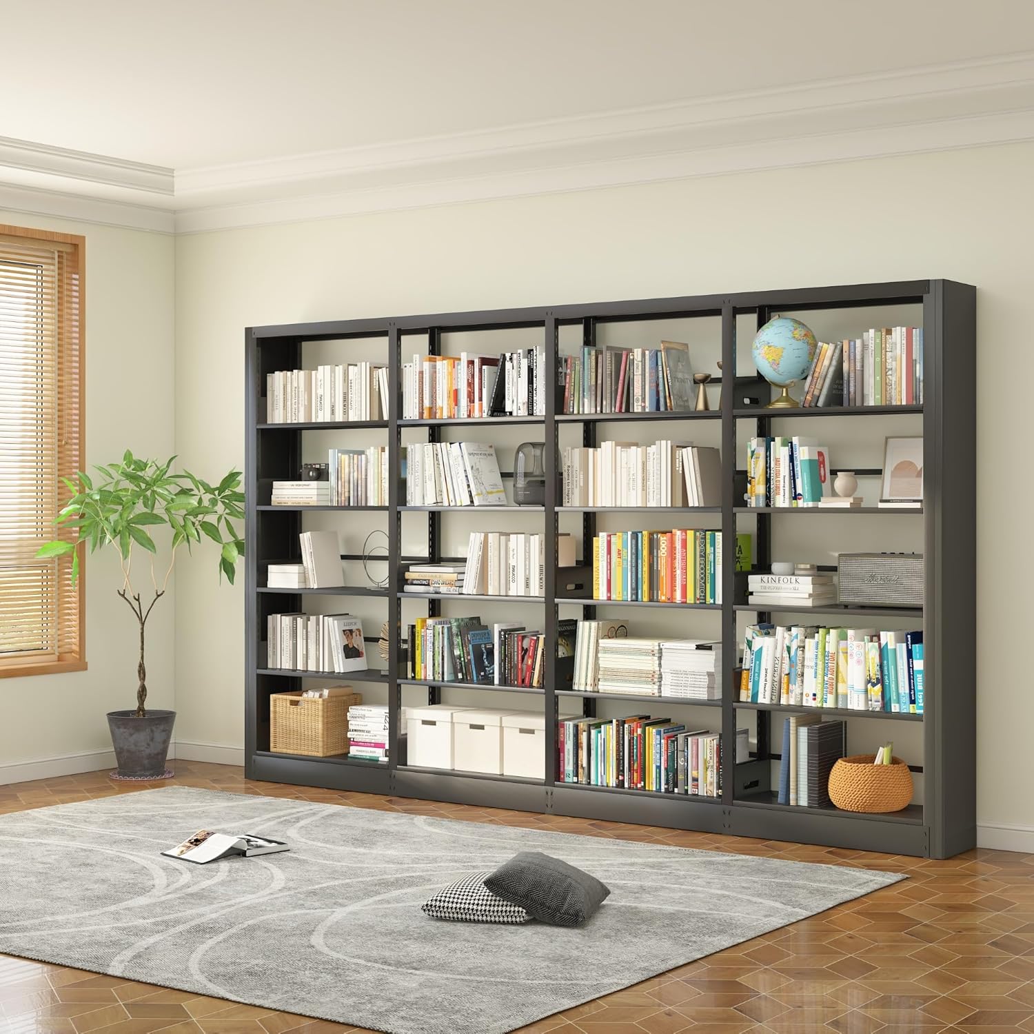 55" Metal Shelving Unit, Freestanding Storage Rack with Cabinet Doors,Heavy Duty Steel Shelving for Pantry, Kitchen, Closet, Garage,Home Office (White)