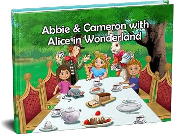 Alice in Wonderland Personalized Book with Your Childs Name, for 2 Kids, Hair, Skin, Eyes