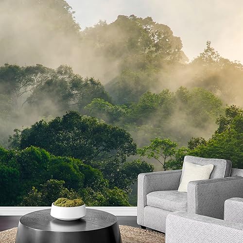 signwin Mural de pared de paisaje del bosque autoadhesivo y desprendible para decoración de pared de la recámara, sala.
