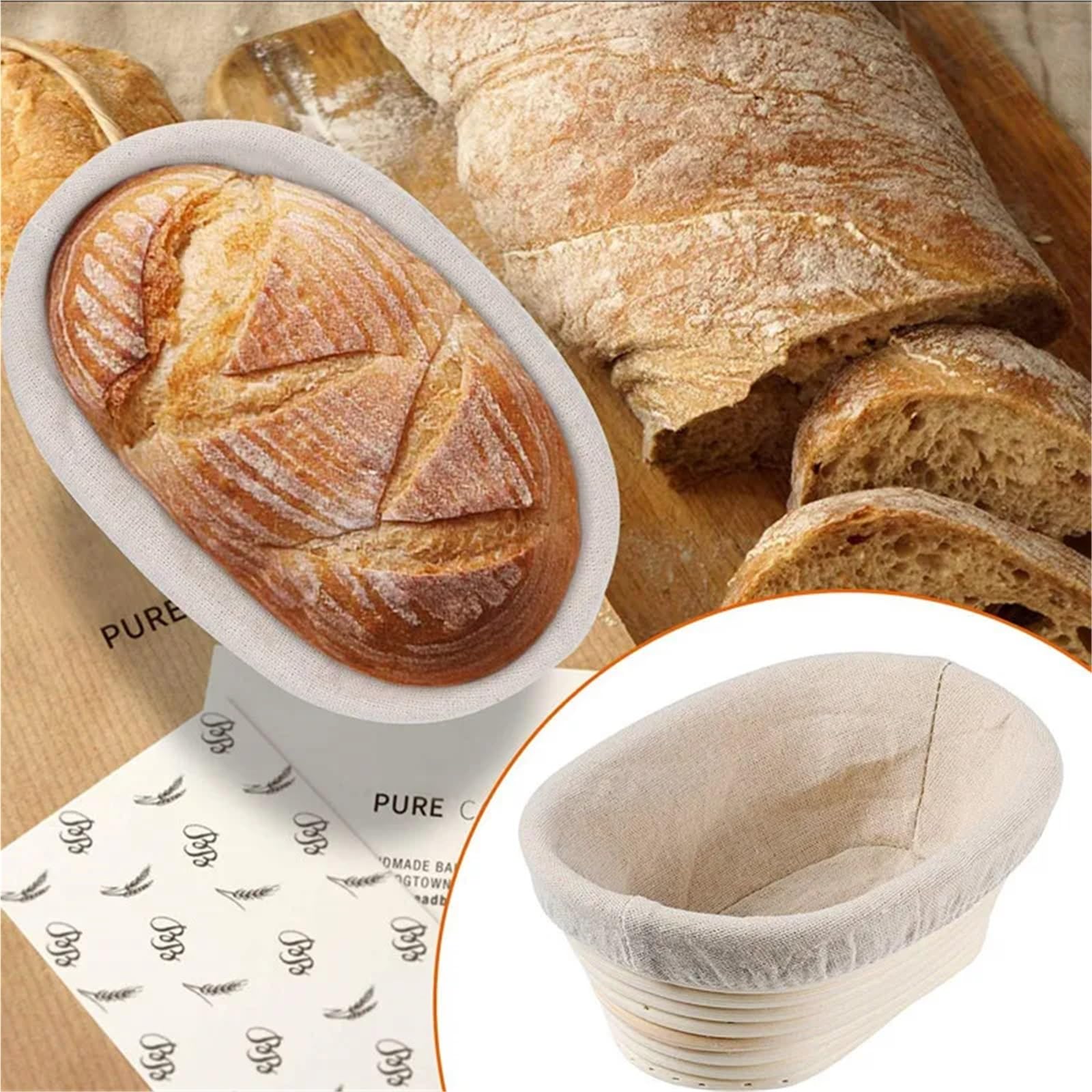 Kosz do proofingu chleba, Rattanowe kosze do wyrastania chleba Okrągłe owalne drewno w kolorze wielu rozmiarów(Round 25X8.5cm)