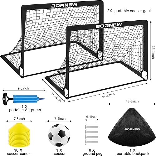 Miniatura 2 de Kids Soccer Goal for Backyard Set - 2 Set of 6X4 4X3 ft Toddler Soccer Nets Training Equipment, Soccer Ball, Pop Up Portable Soccer Set for Kids