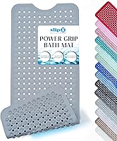SlipX Solutions Power Grip Non-Slip Bathtub Mat 39x16 Inch Gray - Superior Suction, Soft Grip for Ultimate Bath Safety