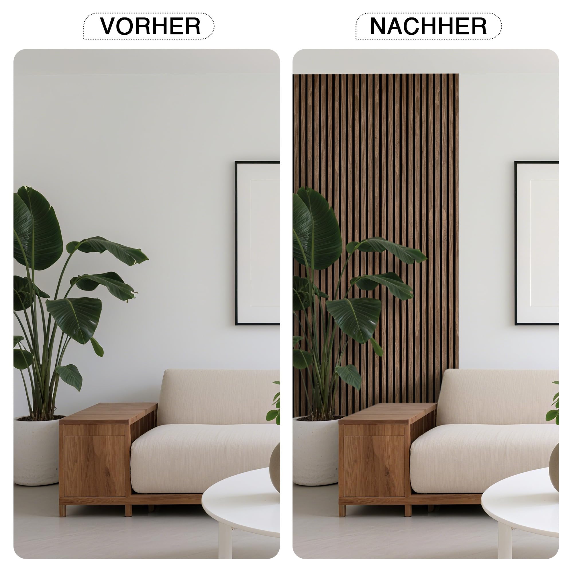 Akustikpaneele Holz 120x60cm-4er Set(2,88m²) 3D Wandpaneele mit Holzfurnier & Filz, Akustik Holzpaneele Wand Für Studio, Wohnzimmer & Büro|Dekorative Wandverkleidung Innen Dunkel Walnuss#11