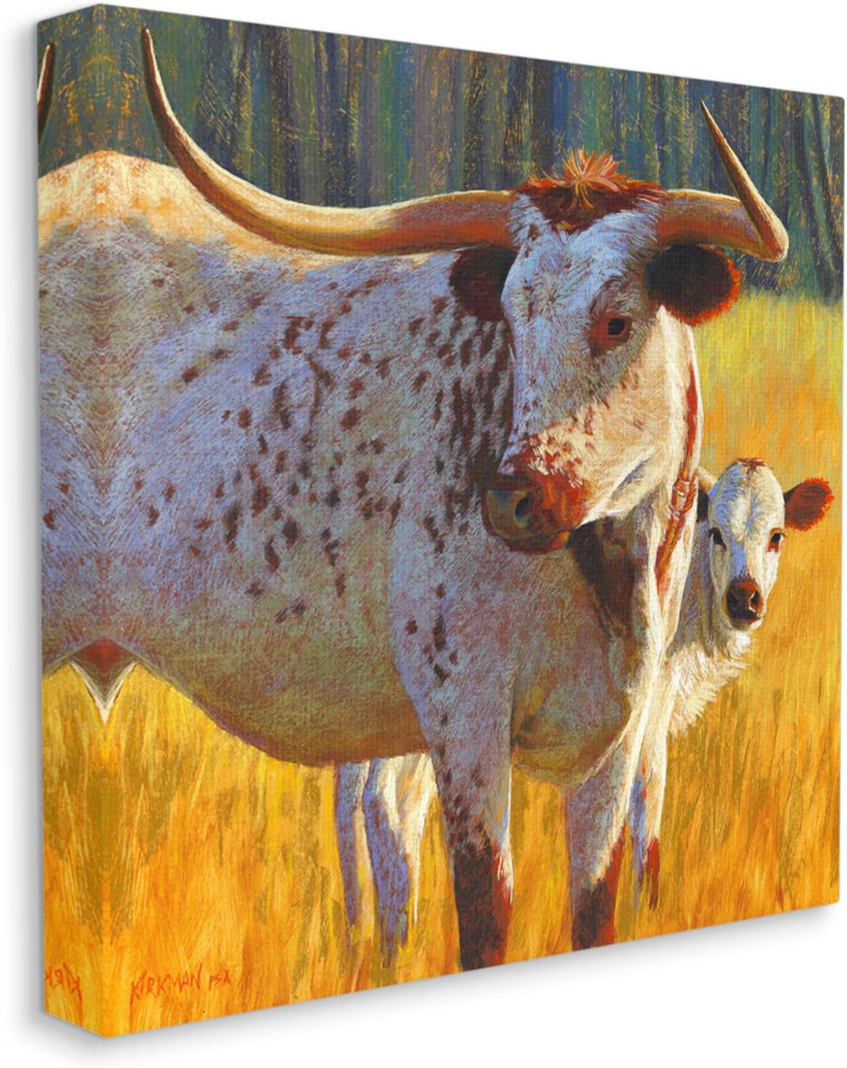 Stupell Industries Longhorn Cow Calf Grassland Farm Canvas Wall Art, Design by Rita Kirkman