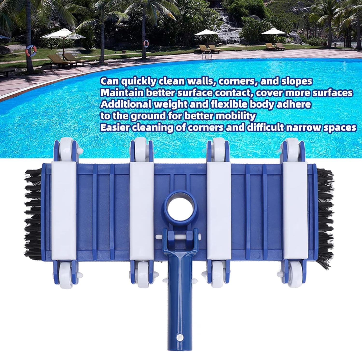 Luqeeg 14 Inch Swimming Pool Vacuum Head, Pool Equipment & Accessories, Pool Suction with Wheels Brushes Flexible Swimming Pool Vacuum for Swimming Pool Floor