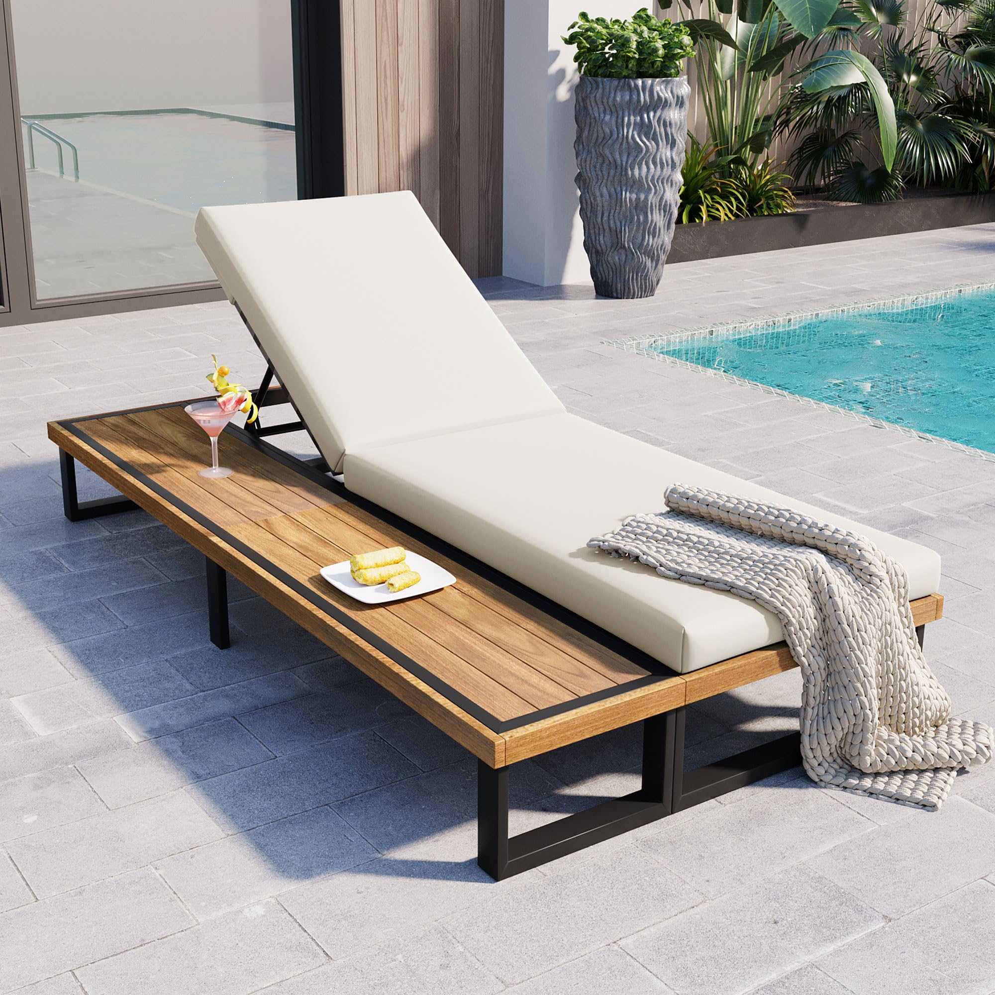 Amazon.com: Sleek Outdoor Patio Chaise Lounge with 5