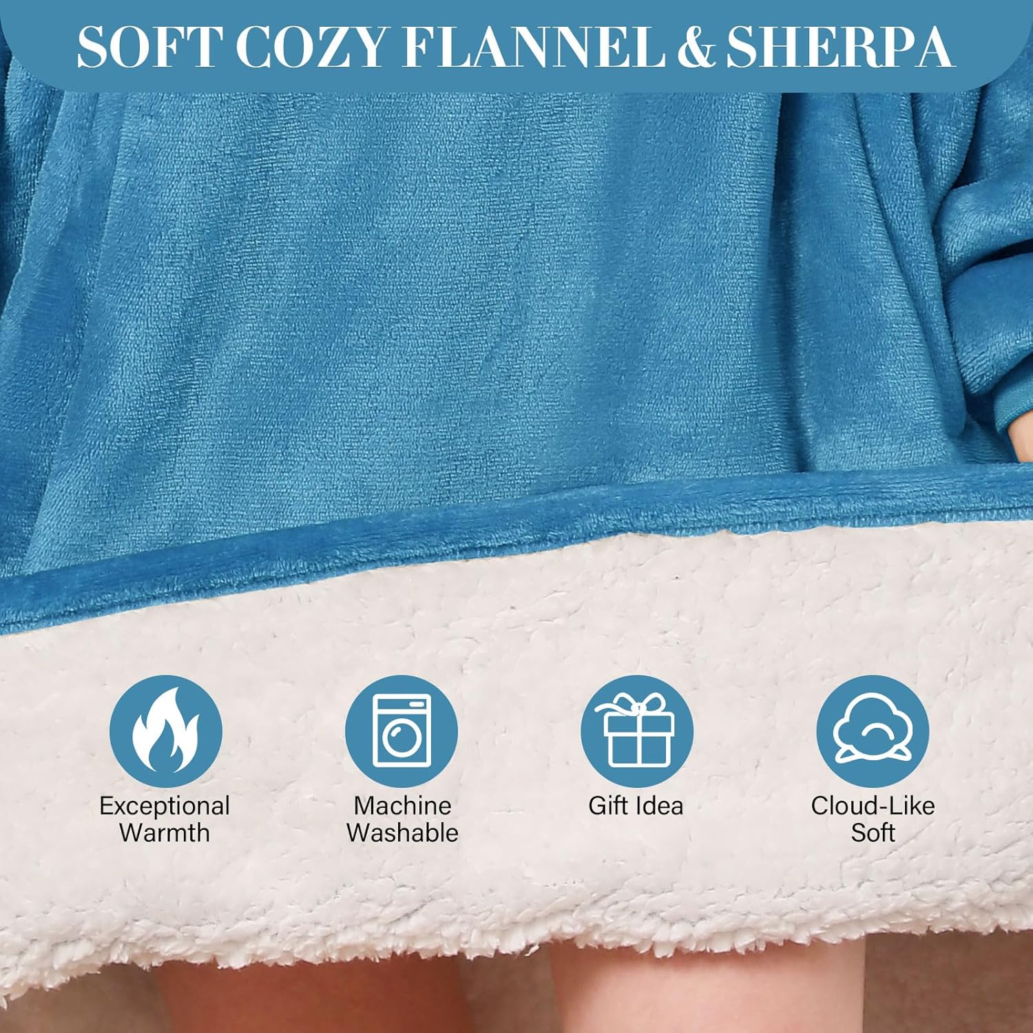 LetsFunny Blanket Hoodie,Oversized Wearable Sherpa Fleece Blanket Sweatshirt,Super Soft Warm Cozy with Giant Pocket,for Women Men Adults Teenagers Kids, One Size Fits All - Image 5