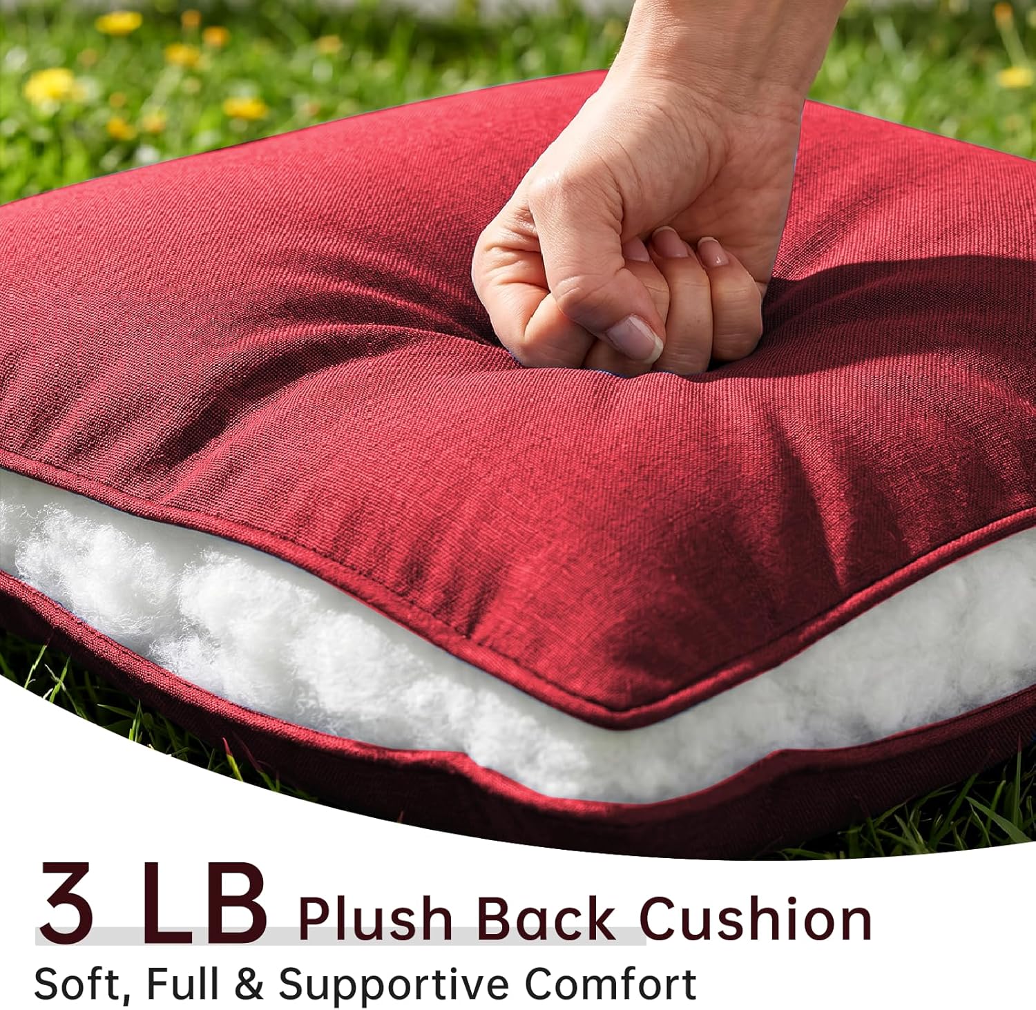 Luxury 6" Thick Outdoor Cushion Set 12-22x24 Patio Furniture Cushions with 28D High-Density Foam, Water-Resistant & Fade-Resistant Fabric, Removable Covers for Patio Furniture Sofa Couch -Red
