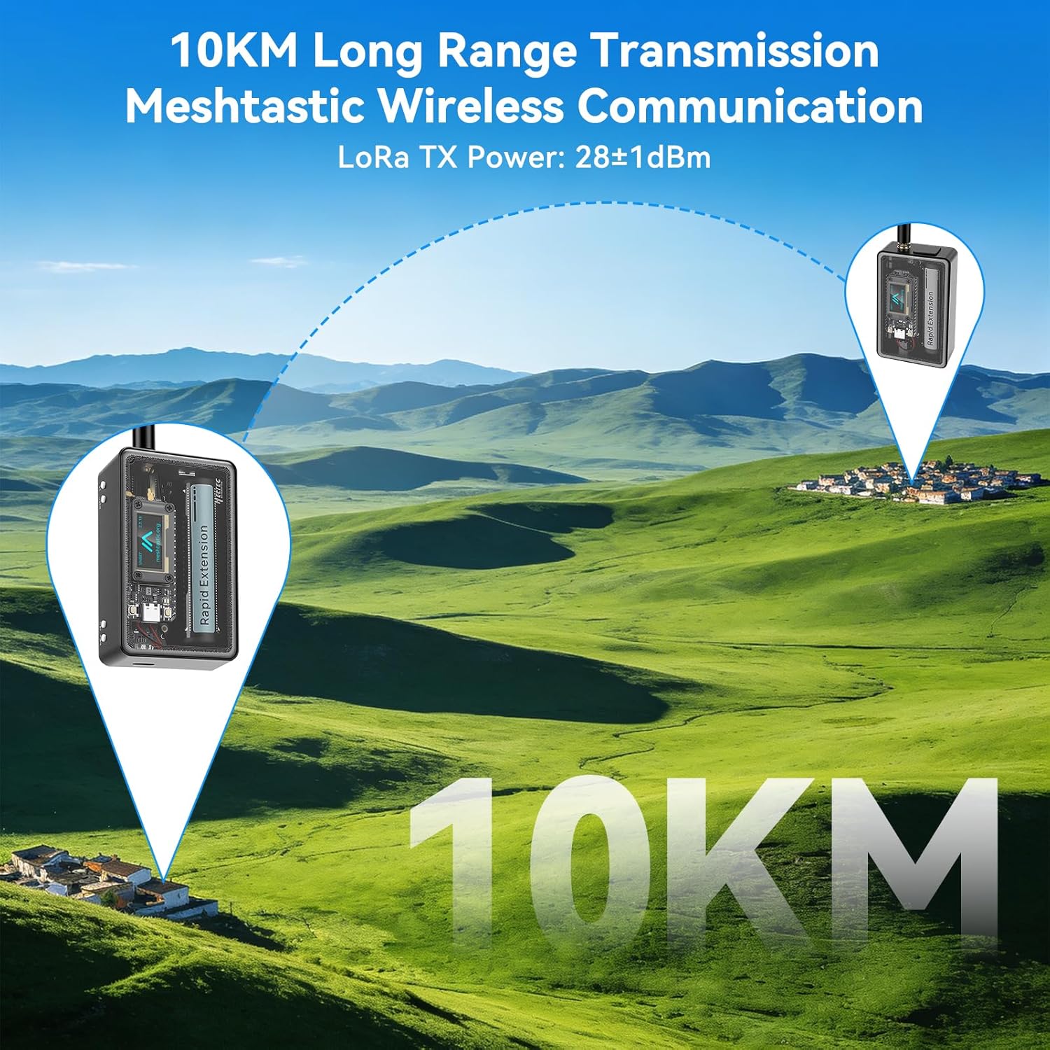 ESP32 LoRa V4 Expansion kit, Including Housing, Glass Panel, Expansion Board, Whip Antenna, L76K GNSS Module, Sensors, Buzzer Supports WiFi Bluetooth 915MHz LoRa for Meshtastic