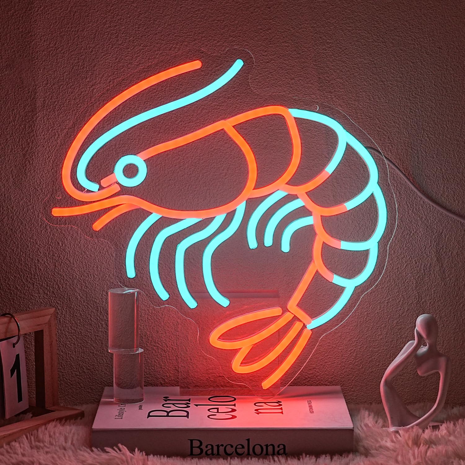 Lobster Neon Signs for Wall Decor Seafood Market Led Sign Animal Neon Sign Food Led Sign for Bedroom Restaurant Business Kitchen Wall Decor