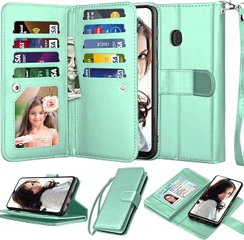 حافظة Njjex Wallet لـ Samsung Galaxy A20 ، لحالة Galaxy A30 ، [9 فتحات البطاقة] PU Leather ID Credit Holder Folio Flip [Detachable] [Kickstand] غطاء الهاتف المغناطيسي & amp; الحبل لـ Samsung A20 A30 [Mint]