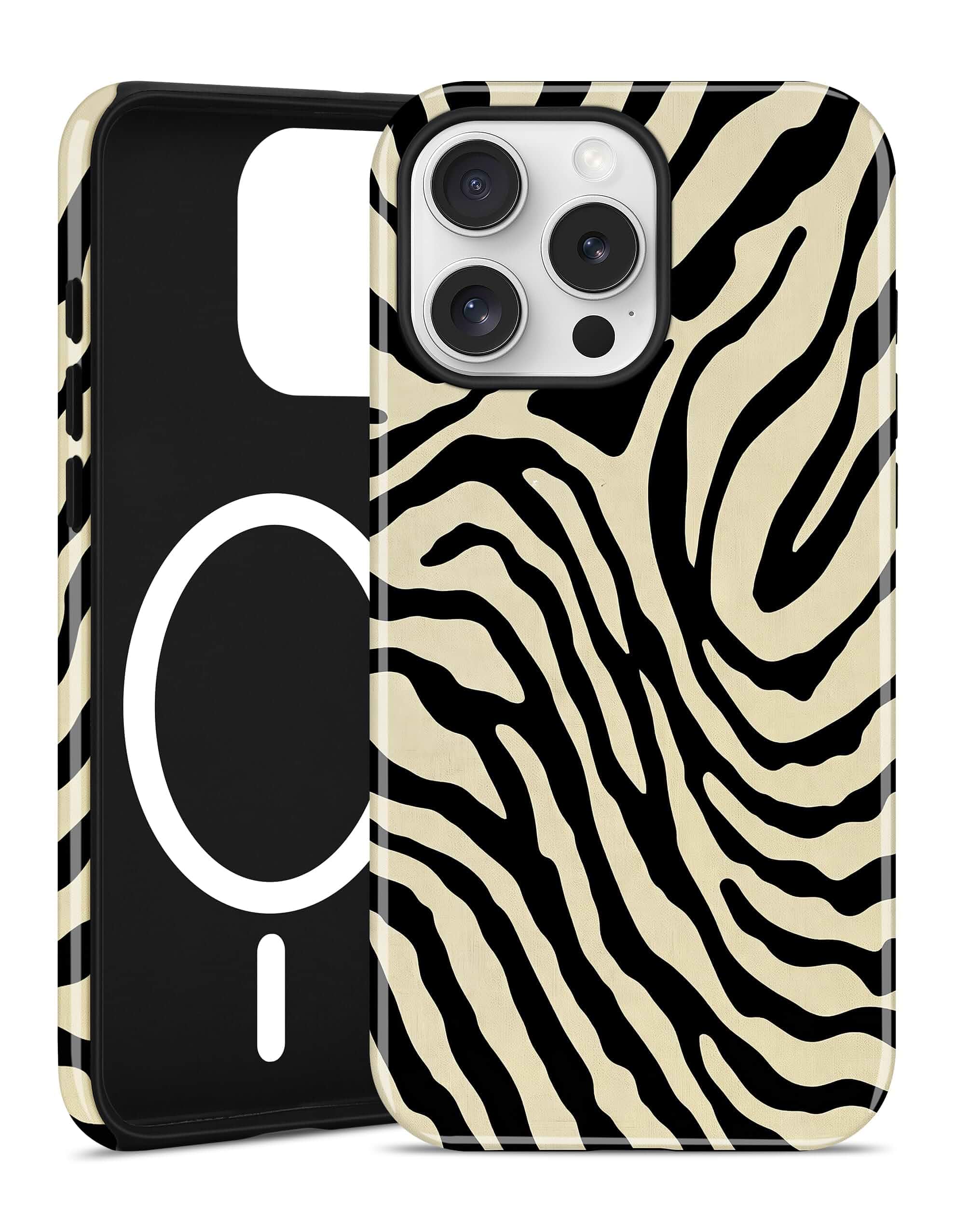 Jusy Magnetic Zebra Phone Case for iPhone 13 Pro Max,Beige Compatible with MagSafe, Cute Aesthetic Zebra Design, TPU and PC Protective Shockproof Cover