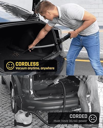 Miniatura 7 de Slim V8 Mate - Aspiradora inalámbrica para automóvil, alta potencia, 13000 Pa30 AW, 2 modos de succión, ligera, portátil a 1.2 libras, carga USB,