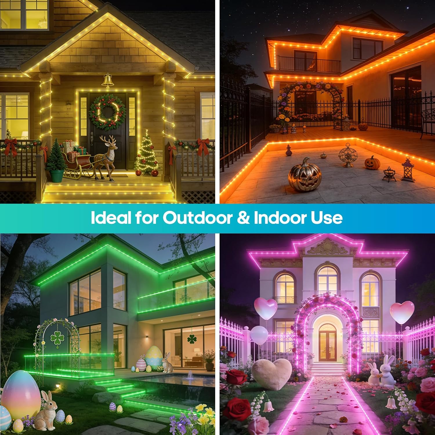 Rope Lights for Outside, 66FT 200 LED Color Changing Rope Lights with Plug & Remote 24 Colors RGB Twinkle Light Indoor, String Light Outdoor Waterproof for Christmas (66FT (Not Connectable) 7mm)