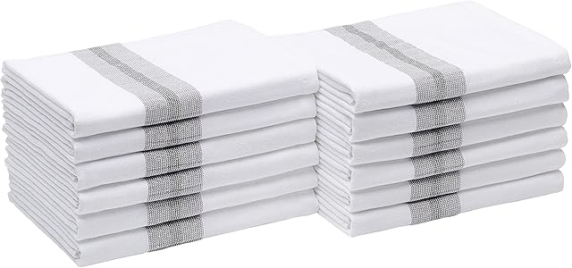 Amazon Basics 100% Cotton Terry Reversible Flour Sack Tea Towels - Pack of 12, Grey