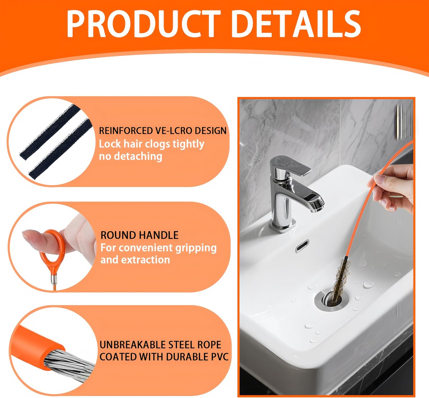 Drain Clog Remover,5 Pack 31.88inch Drain Snake Hair Removal Tool,Shower Sink Unclogger Tool,Hair Catcher Auger Cleaner Tool for Toilet,Kitchen Sink,Bathroom Tub,Floor Drains,Sewer,Pipe Drains Opener