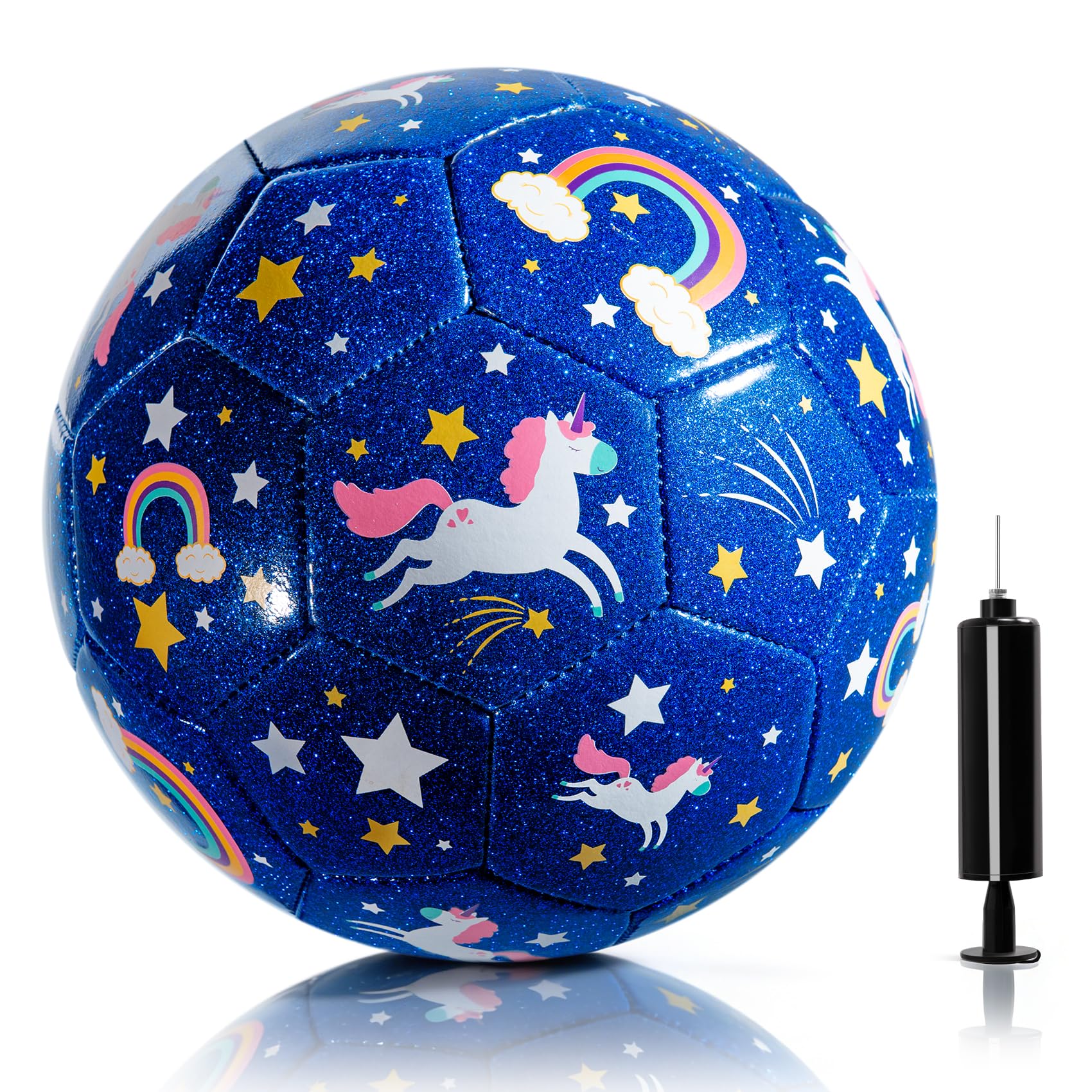 U&C Planet Kids Football Size 2 Mini Football for Toddlers with Pump, Small Indoor Garden Ball Gift for Boys & Girls, Unicorn โ image 1