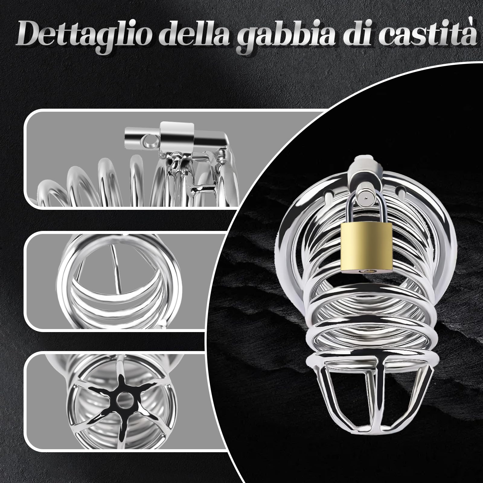 Gabbie per Pene Anello Pene Gabbia per Galli Leggere Dispositivi di Castità Maschile con 3 Anelli per il Pene Rimovibili per Prevenire L'erezione Bondage con Cintura di Castità Sex Toys Uomo