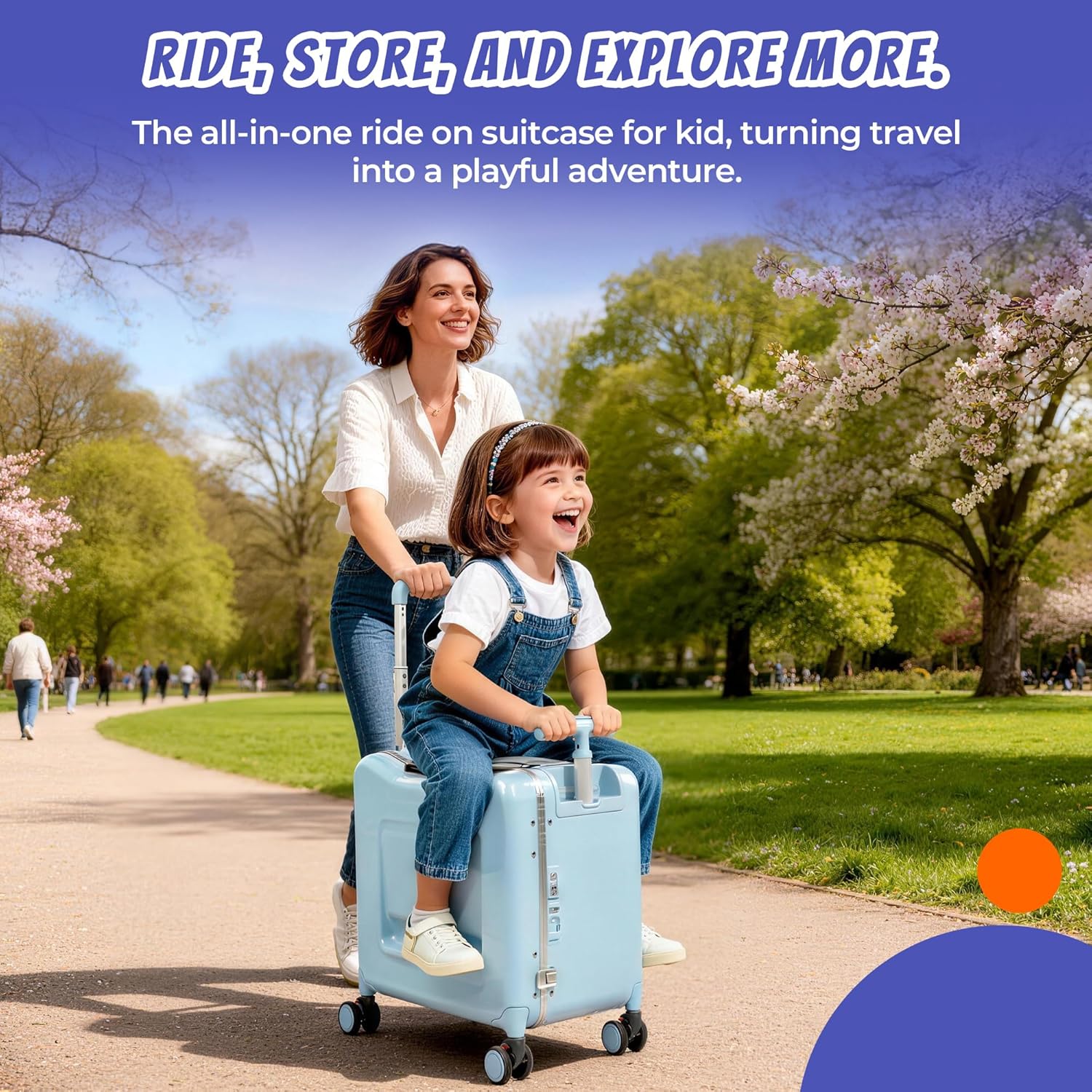 20" Ride-On Suitcase for Kids Lightweight Carry-On Luggage with Detachable Seat&Dual Telescoping Handles&360°Silent Spinner Wheels & TSA Lock
