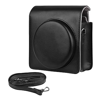 Layfoxz Portable Instant Camera Case Carry Bag PU Leather with Shoulder Strap Compatible with Fujifilm Fuji SQ1 Instant Camera, Black