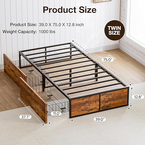 Miniatura 9 de GAZHOME Marco de cama de terciopelo individual XL cama de plataforma tapizada con cabecera copetuda ajustable adorno de remaches soporte de listones