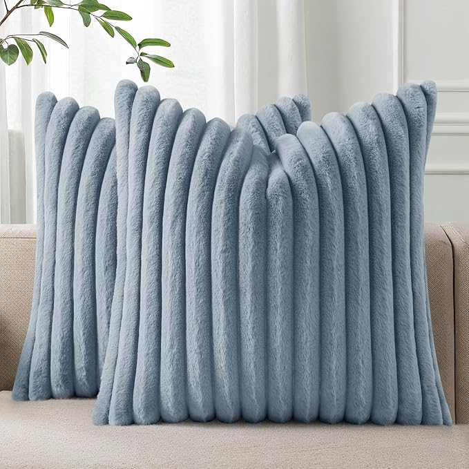 18x18 in, Blue Grey, Throw Pillow Cover Set of 2