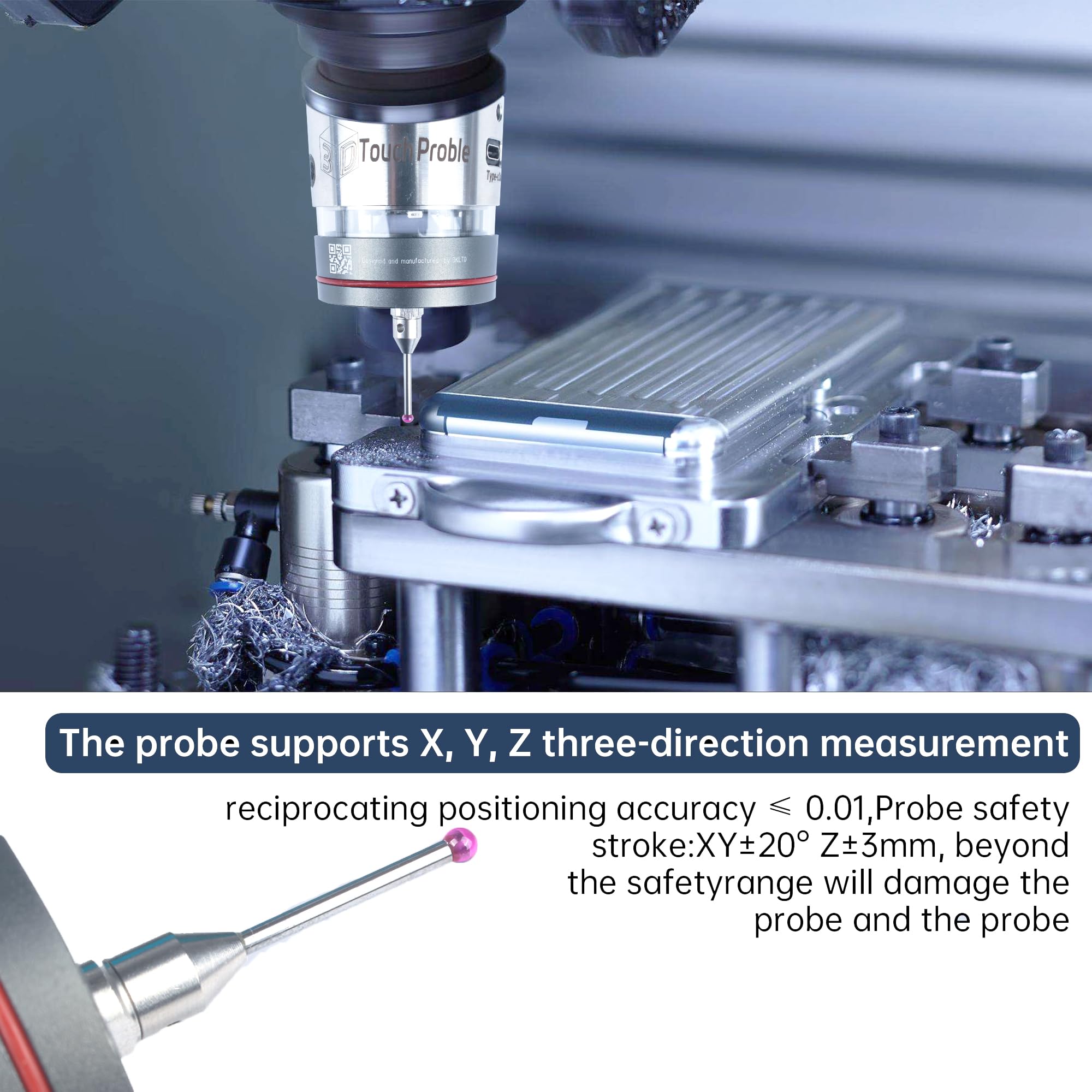 RATTMMOTOR Bouton 3D - Détecteur de bords photoélectrique CNC WP500 - Précision 0,001 mm - Compatible Mach3 et GRBL - Pour fraiseuse CNC, centrage automatique (série V6)