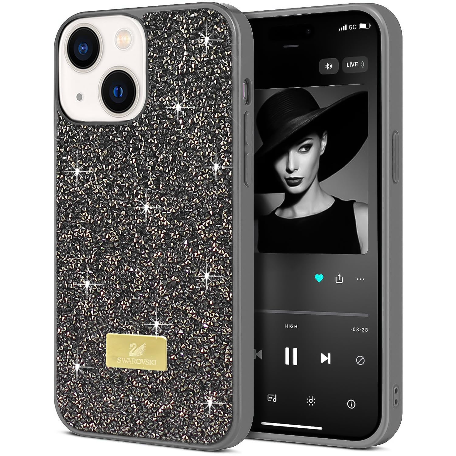 Dl3 Mobilak Case For iPhone 15 (6.1 Inch) Case Glitter, Sparkle Diamond Crystal Bling Case with Bling, Ultra Thin Lightweight Full Body Shockproof Anti-Scratch Protective Cover