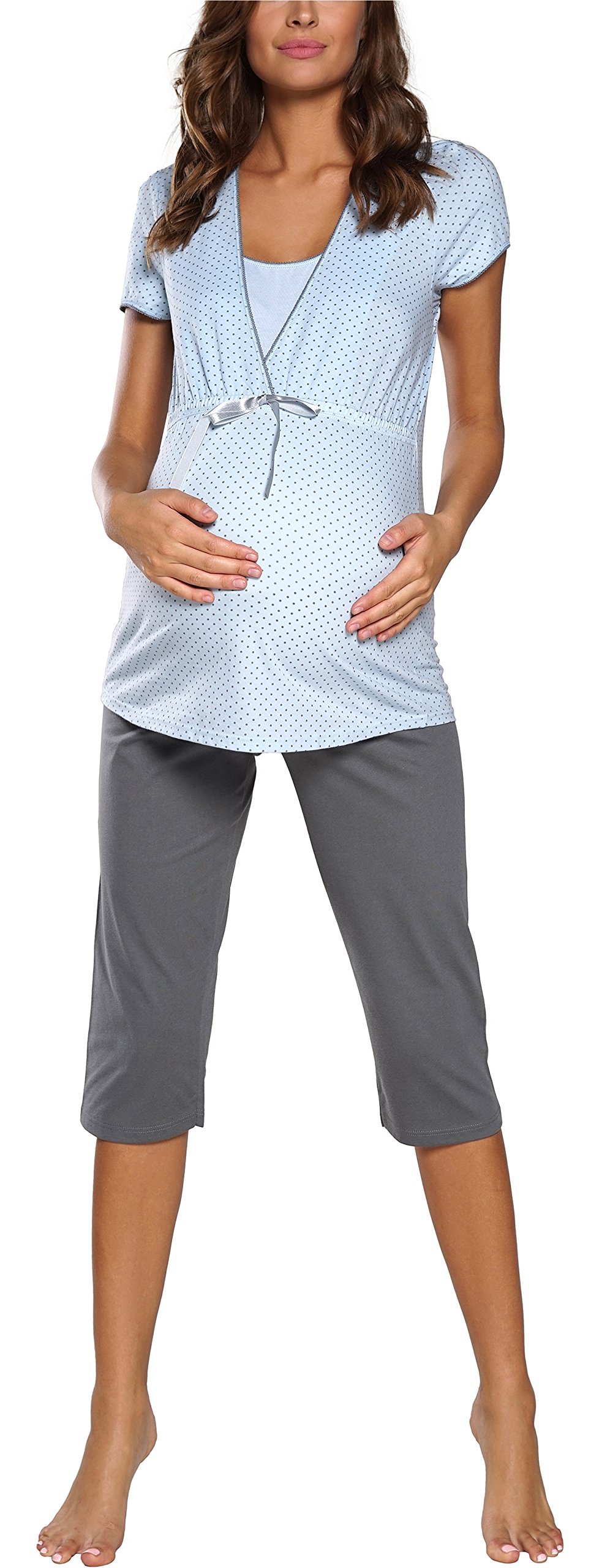 Italian Fashion Stillpyjama | Still Schlafanzug Damen | Schwangerschaft Pyjama | Nachtwäsche für Schwangere | Umstandspyjama Damen | Softes Zweiteiliger Nachtwäsche Damen S-XXL