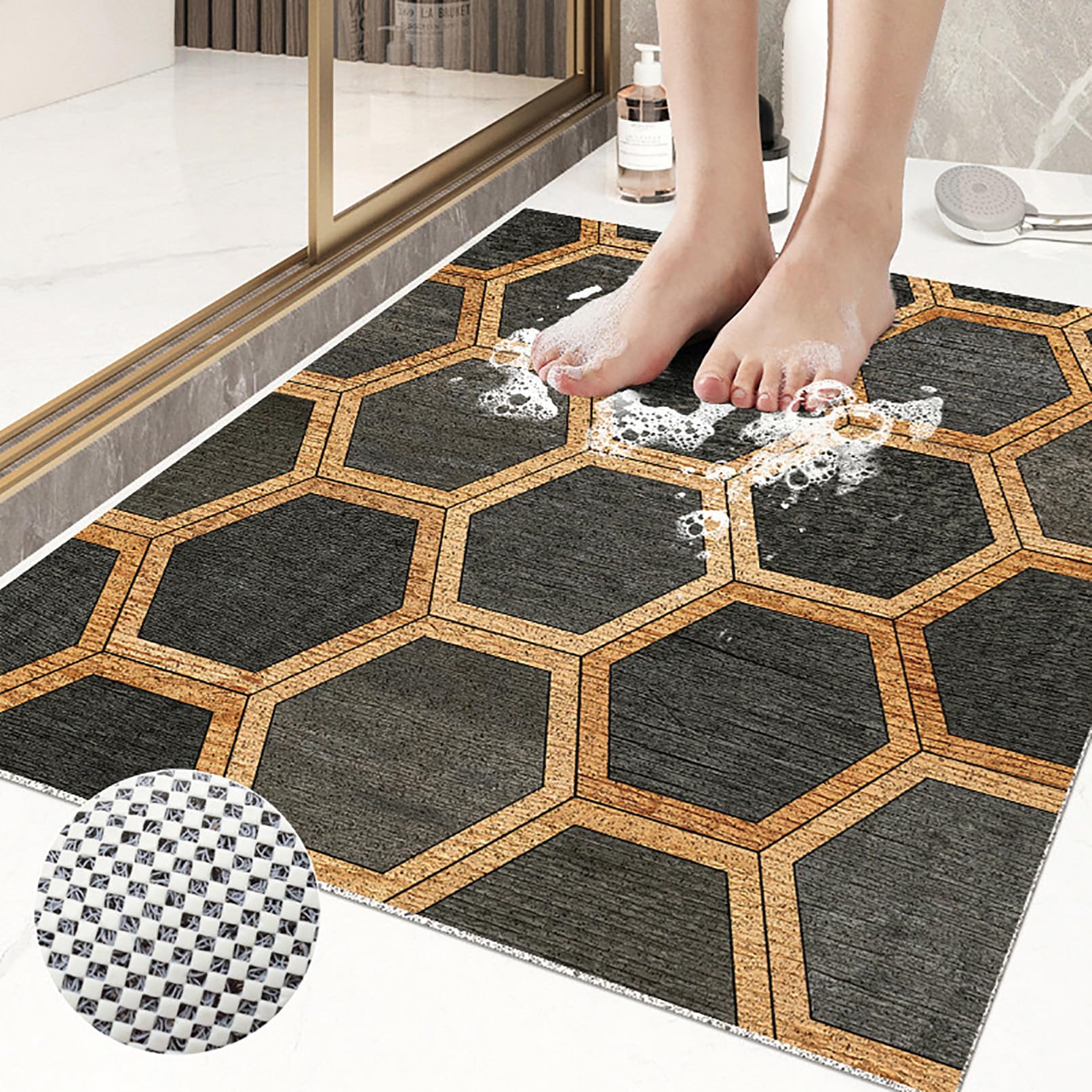 Tappetino doccia antiscivolo in PVC, 40 x 60 cm, morbido e confortevole, con fori di drenaggio, altamente permeabile all'acqua, ideale per ambienti umidi
