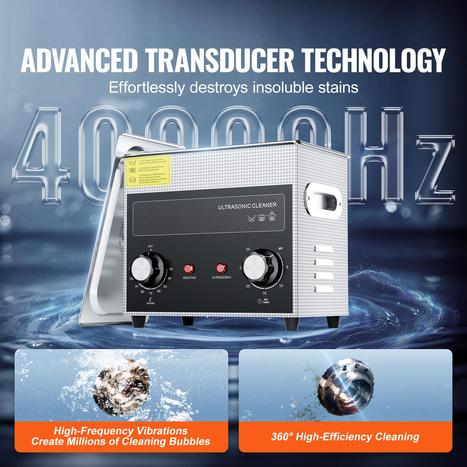 Happybuy 3L Ultrasonic Cleaner with Heater, Timer & Basket, 120W Sonic Cavitation Machine for Watch Instruments, Glasses, Coins, Metal Parts, Tools