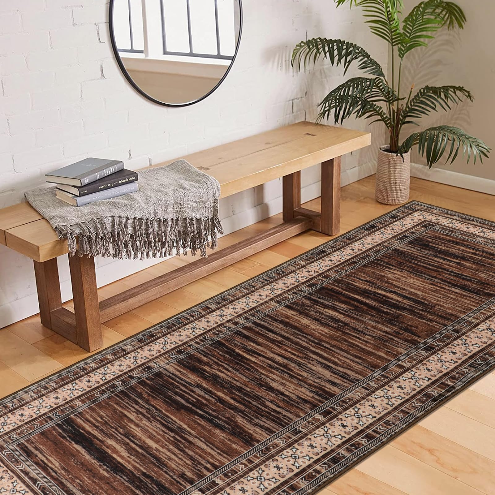 Moderno Passatoia Tappeto Corridoio Marrone Tappeti 80x3000cm Cucina Antiscivolo Lavabile in Lavatrice Tapette Camera da Letto Scendiletto Cameretta Ufficio Pelo Corto Carpet