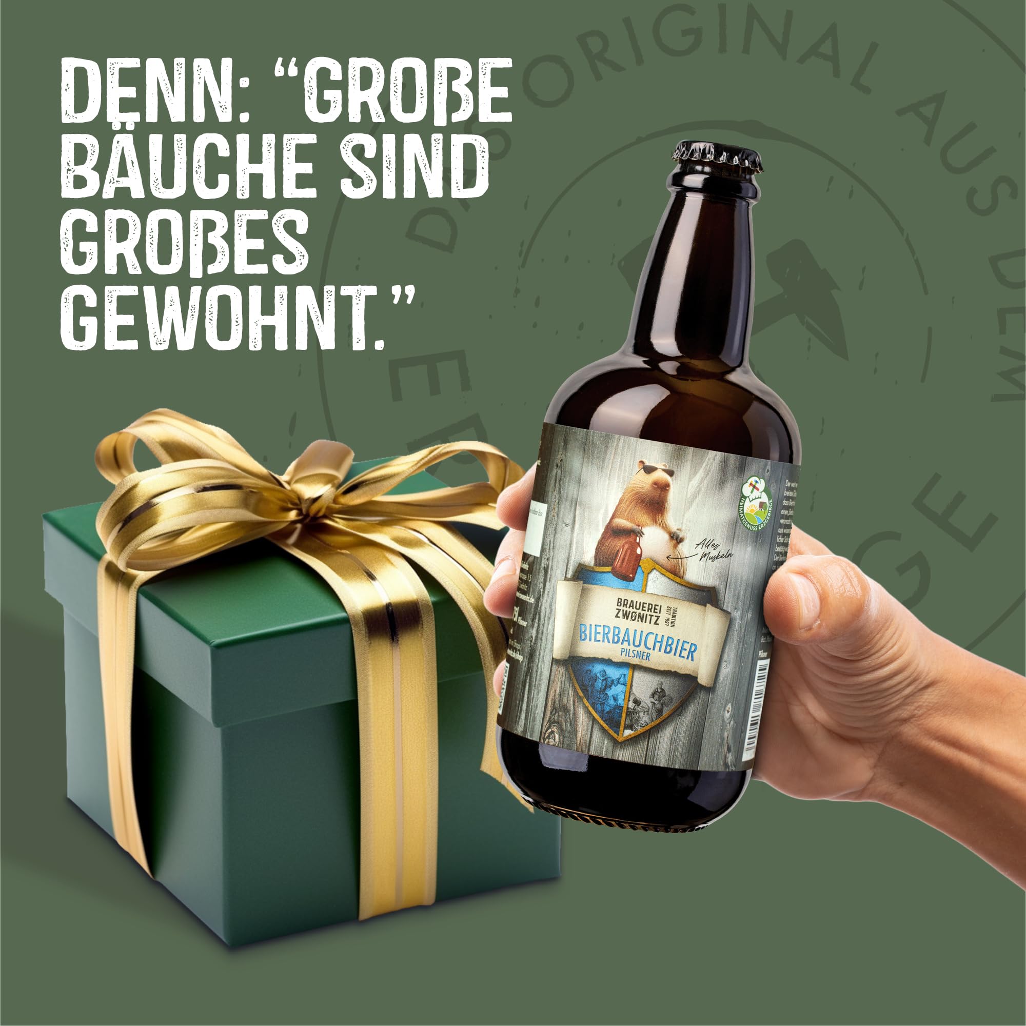 Brauerei Zwönitz Bierbauchbier® 0,75 Liter - Filtriertes Pilsner - Pils aus Sachsen - Feinherbes Bier - besondere Geschenkidee