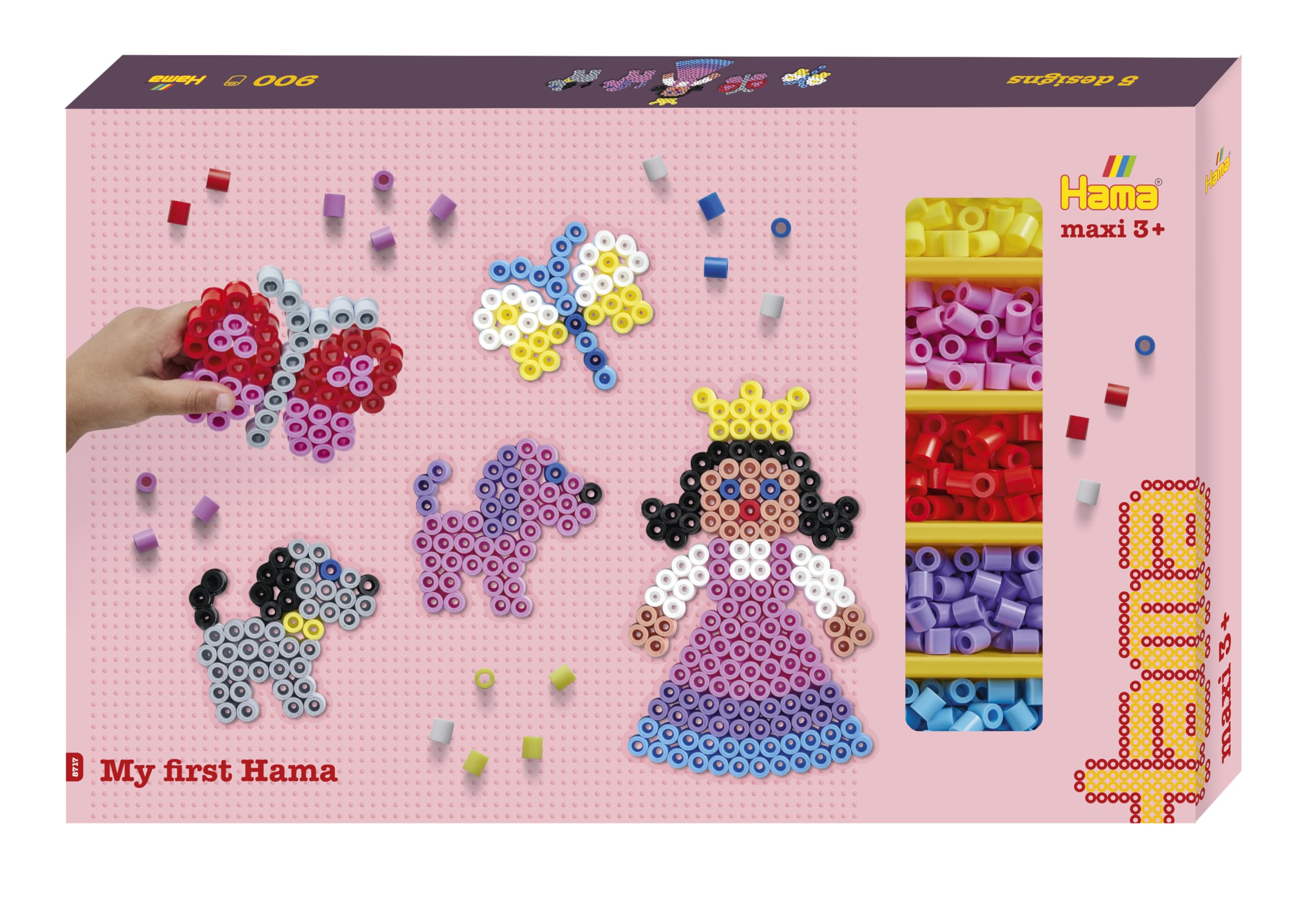 Hama Perlen 8717 Ironing Beads, Giant Gift Pack with Approx. 900 Maxi Beads, 3 Pin Plates, Motif Template, Ironing Paper, for Children from 3 Years