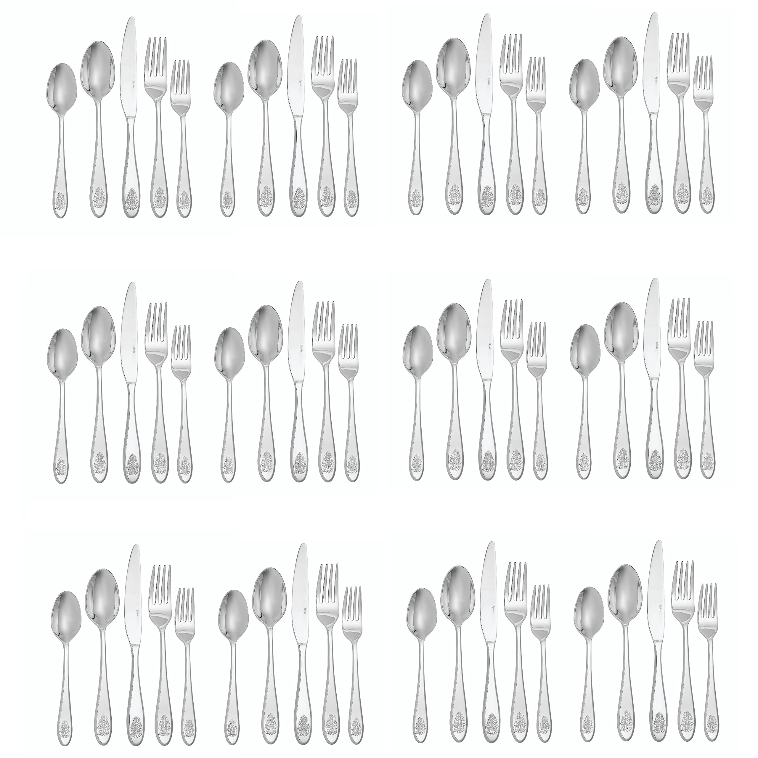 Christmas Tree 18/10 Stainless 60pc. Flatware Set (Service for Twelve)