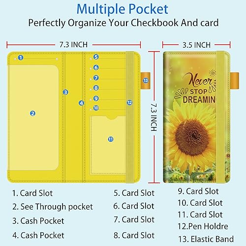 Miniatura 9 de bvya 2 fundas para chequera para hombres y mujeres con bloqueo RFID, soporte de cuero impreso de alta calidad para chequera, carteras delgadas con