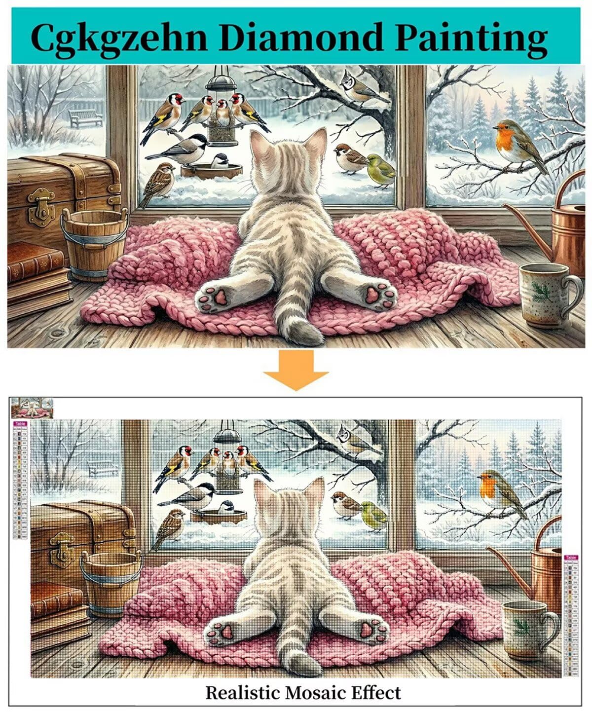 Malarstwo diamentowe, kot, duży rozmiar XXL, 80 x 150 cm, 5D "zrób to sam", obraz z ptakami, zestaw do majsterkowania, dla dziewczynek 8 lat, mozaika dla dorosłych i dzieci, dla początkujących