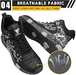 OWIF Chaussures d'orteil en acier pour les hommes léger respirant Sécurité Bottes de travail Construction Sneakers