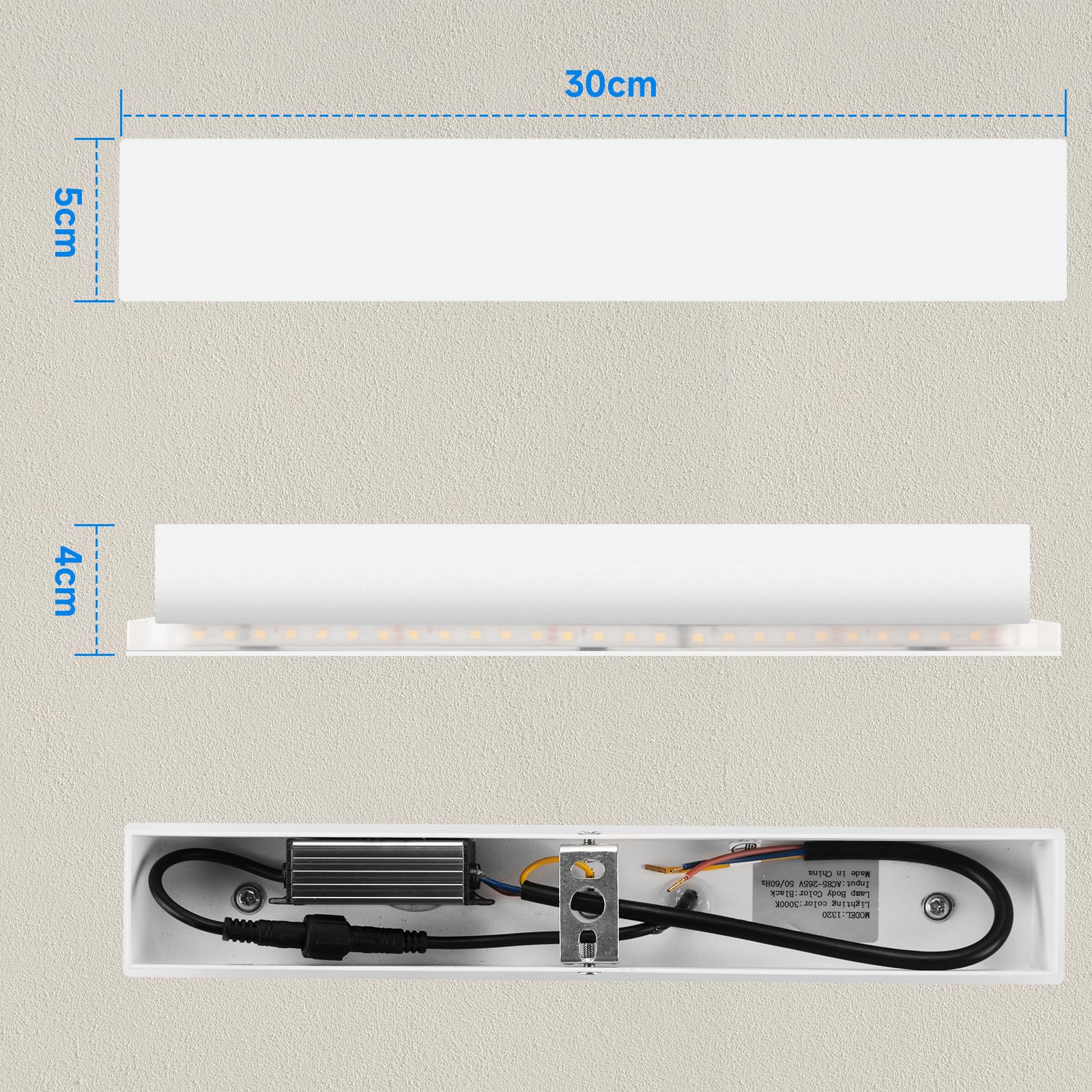 ledmo 2 Pezzi Applique da Parete LED 10W 3000K Bianco IP54 Interno Esterno | Luce diffusa su tutti i lati, design sottile da 30 cm e posa verticale/orizzontale; ideale per salotto, camera e corridoio.