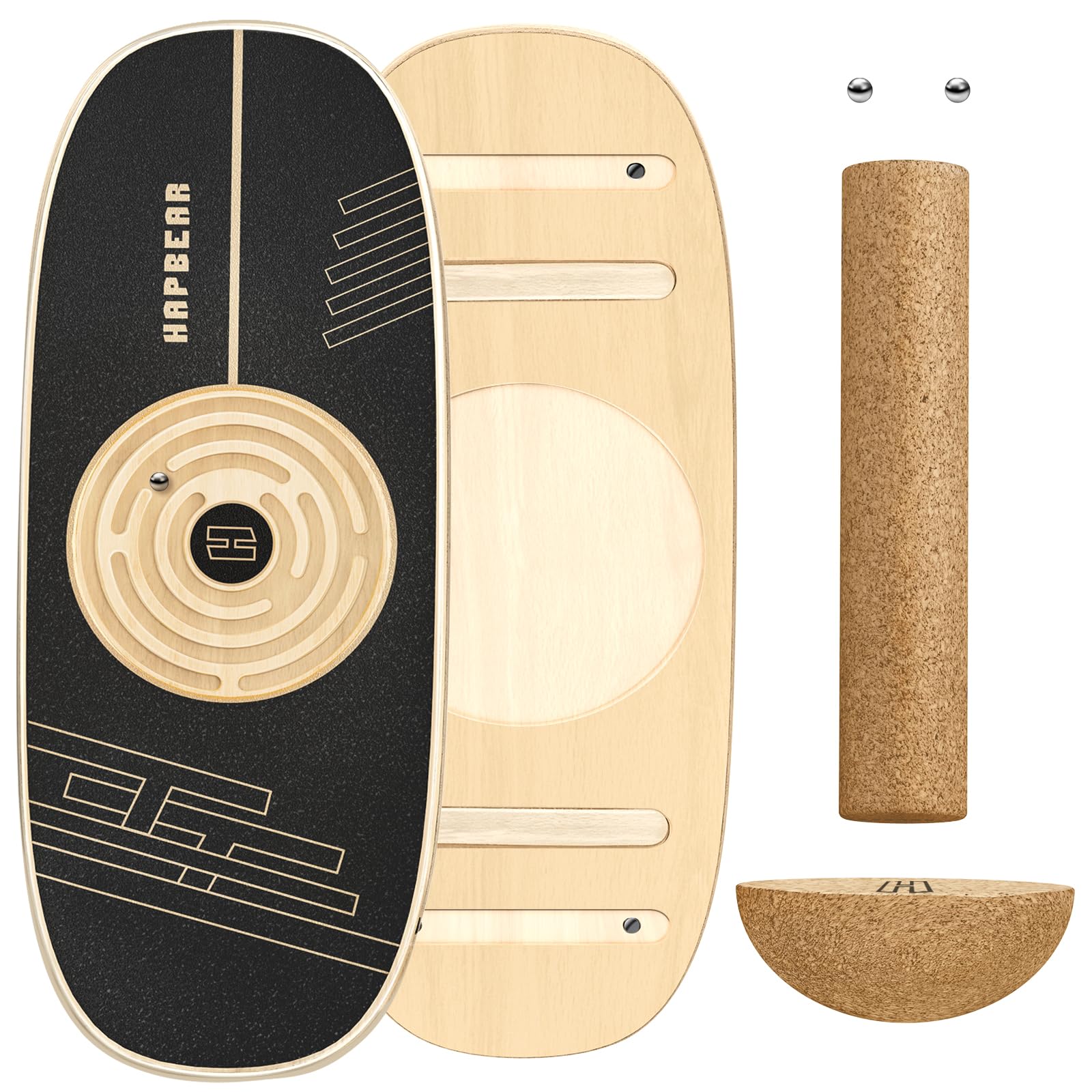 HAPBEAR Adjustable Balance Board Trainer with Magnetic Maze Game - 6 Modes Wobble Board with Cork Roller & Half Ball for Surf/Ski Training, Core Strength, Physical Therapy & Brain Focus