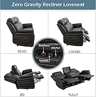 Vista 6 de Zero Gravity Power - Juego de sofá reclinable con reposacabezas ajustable, juego de sofá reclinable y sofá biplaza con puerto USB/carga inalámbrica