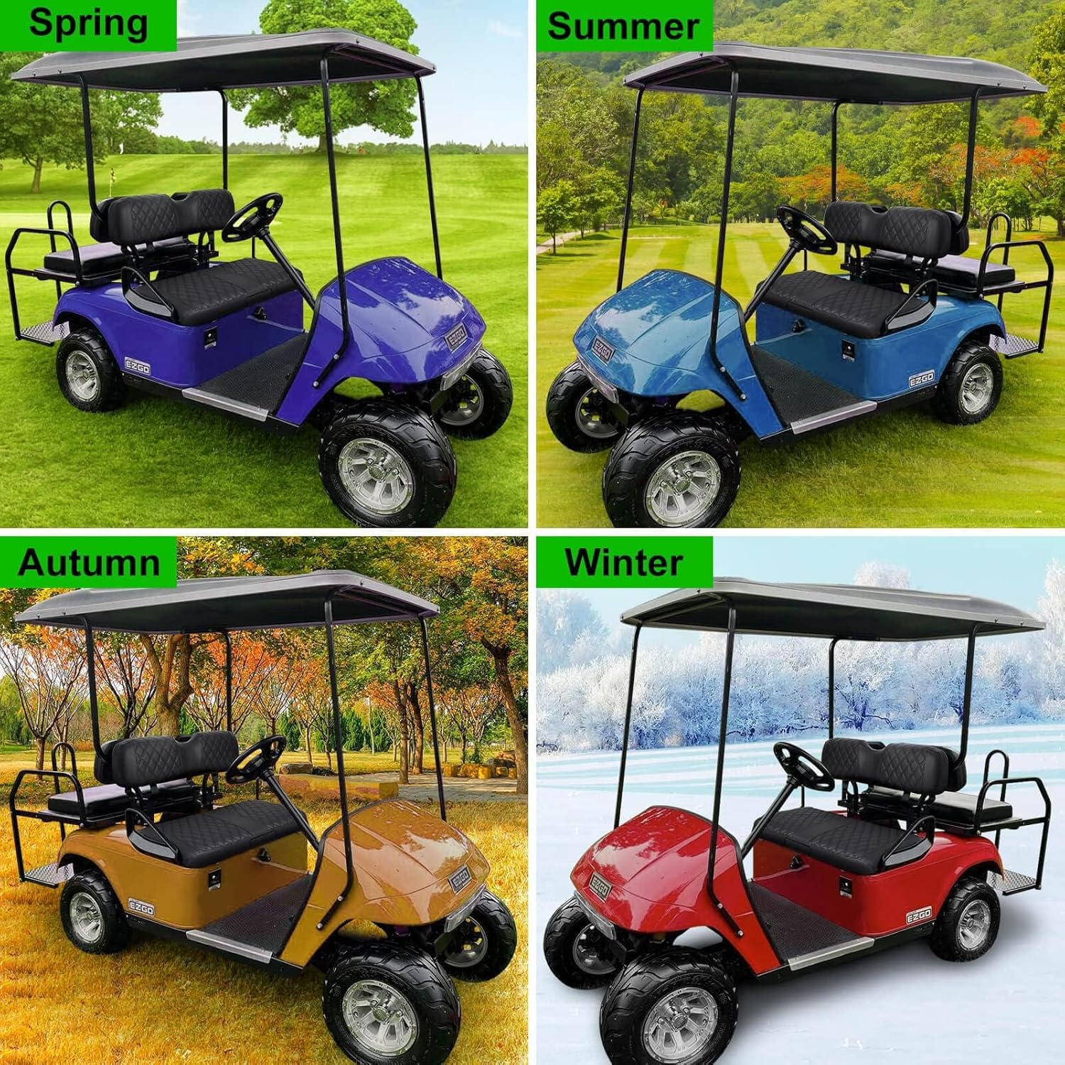 EZGO Seat Covers, Golf Cart Seat Covers for EZGO TXT 1994-2013 and EZGO RXV OEM Ordinary Seat Thick Marine Leather Custom Diamond Comfortable/Anti-Scratch/Anti-Fading/Easy to Install