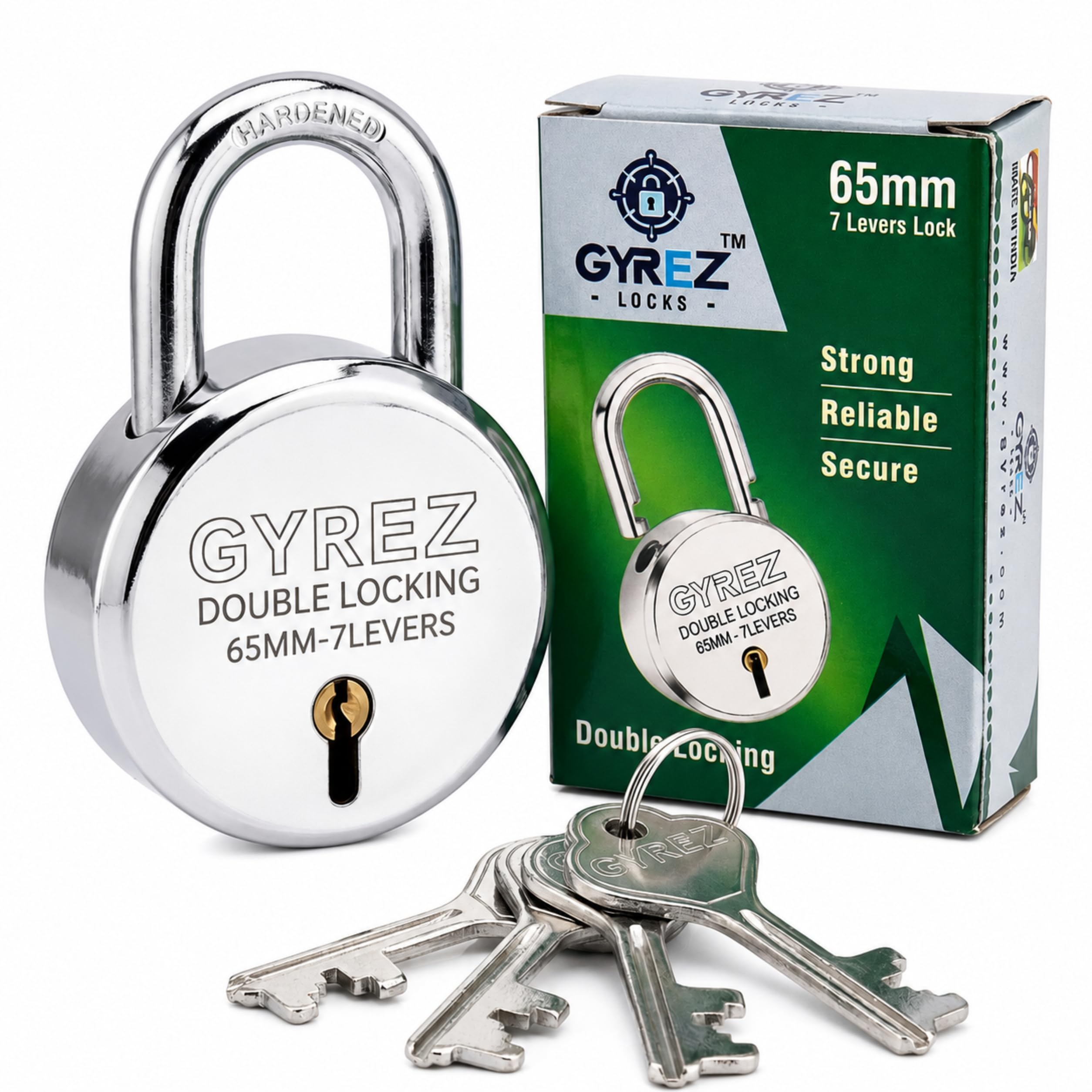 Locks 65mm Round Padlock – Heavy Duty with 7 Levers & Double Locking | Hardened Steel Shackle, 4 Keys | Padlock for Home, Main Door, Shutters, Shops & Offices | Weather-Sealed-image-49