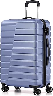 Medium Checked Luggage with Spinner Wheels Hardside Suitcase TSA Lock Telescopic Handle(Blue)