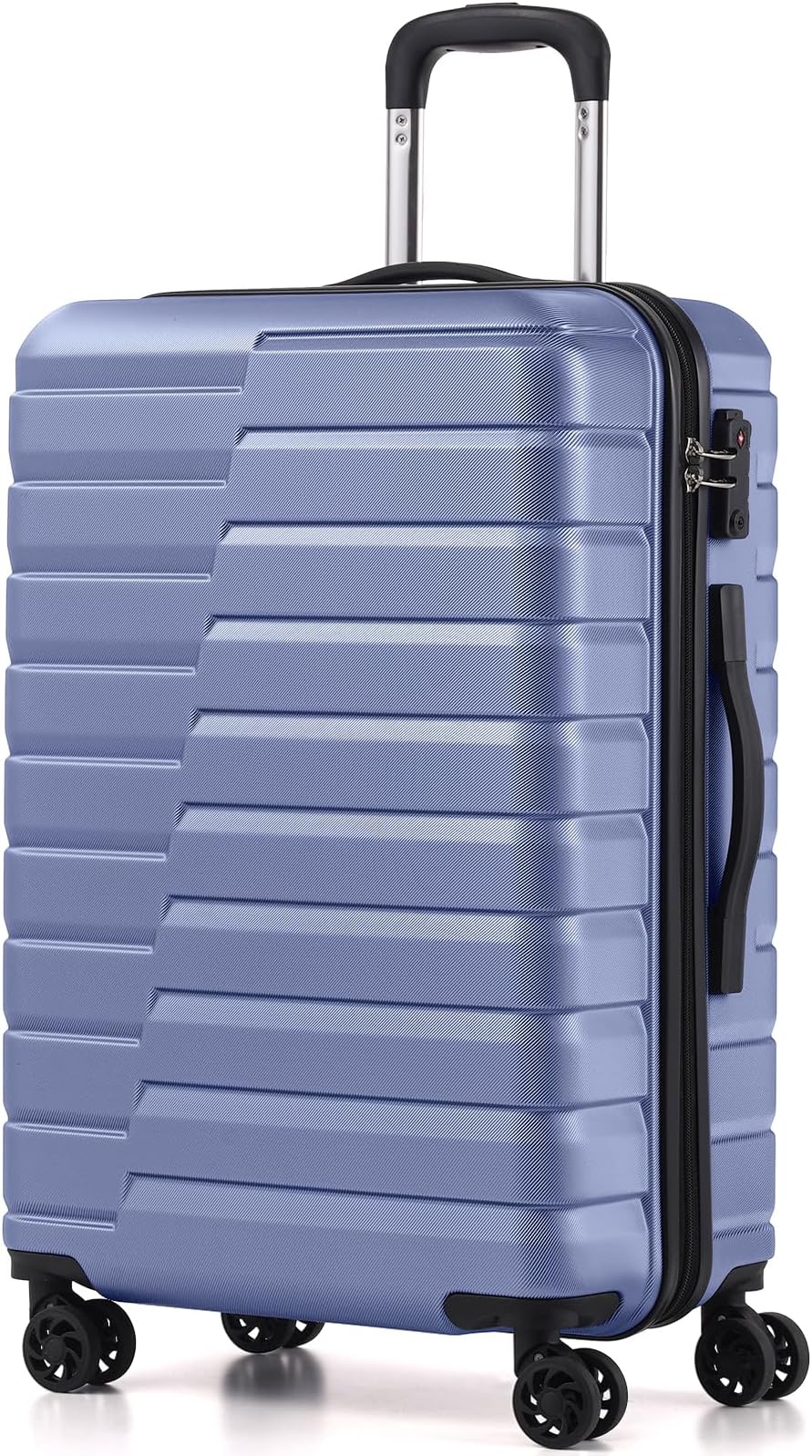 Coolife Medium Checked Luggage with Spinner Wheels Hardside Suitcase TSA Lock Telescopic Handle(Blue)