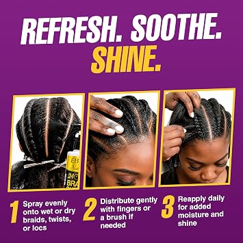 EBIN NEW YORK – 24-HR Braid Sheen Mist – Women – 250ml – Instant Moisture & Shine for Braids, Twists & Protective Styles