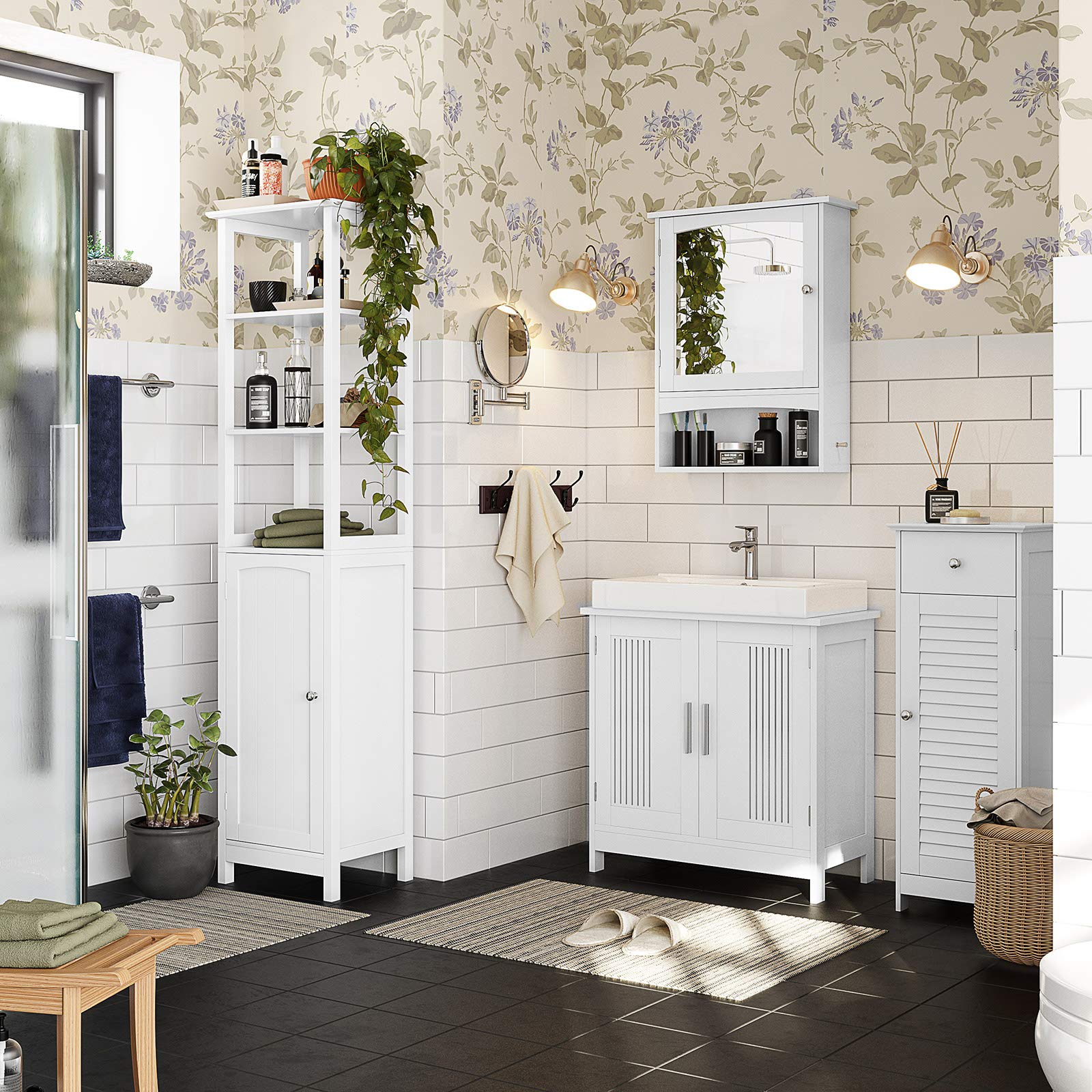 VASAGLE Bathroom Under Sink Floor Double Door, 60 x 30