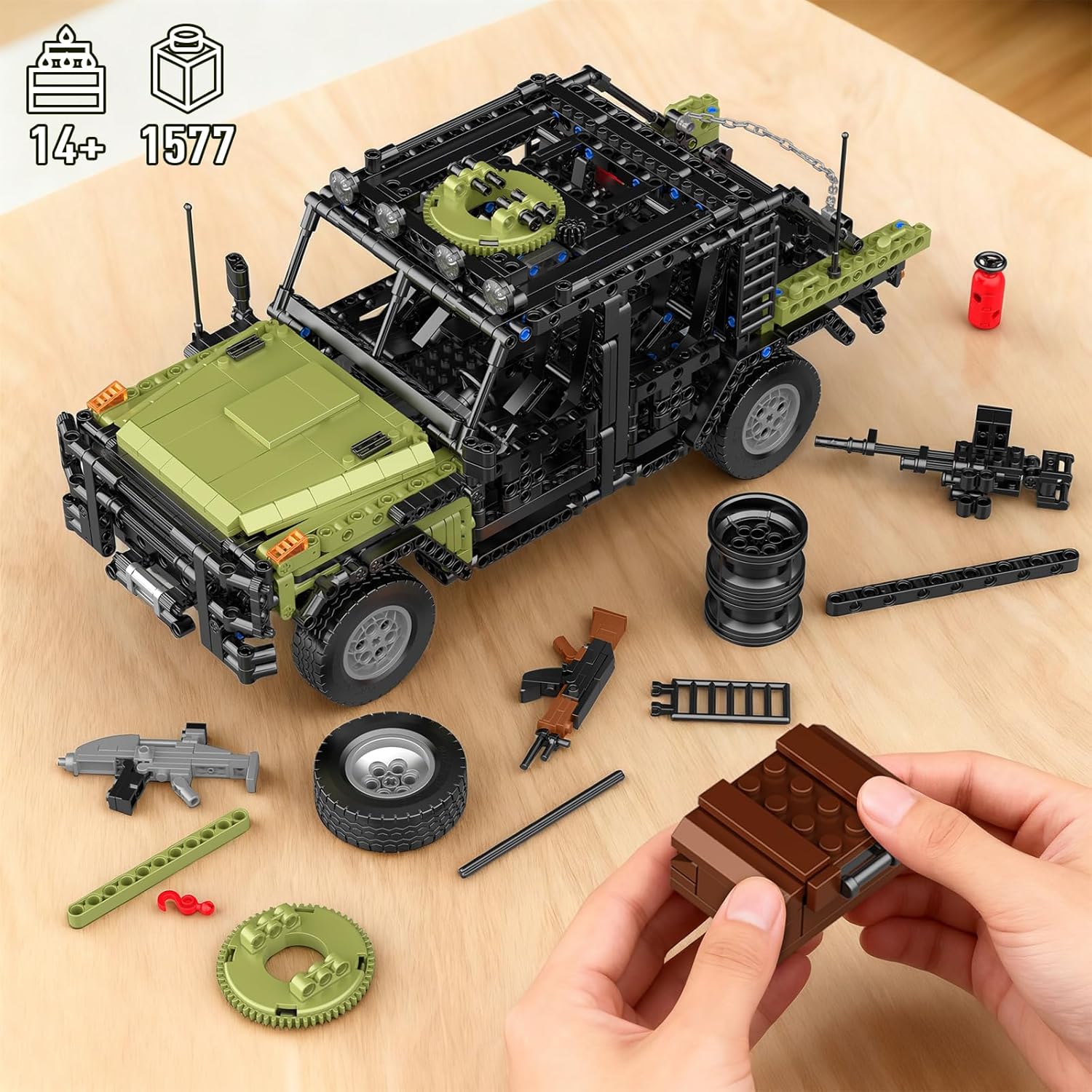 Mould King 20042 Military Truck Off-Road Vehicle Building Sets, 1577+ PCS Tactical Assault Vehicle with Remote & APP Control, Collectible Army Model Car Building Kits for Adults & Teens Age 14+
