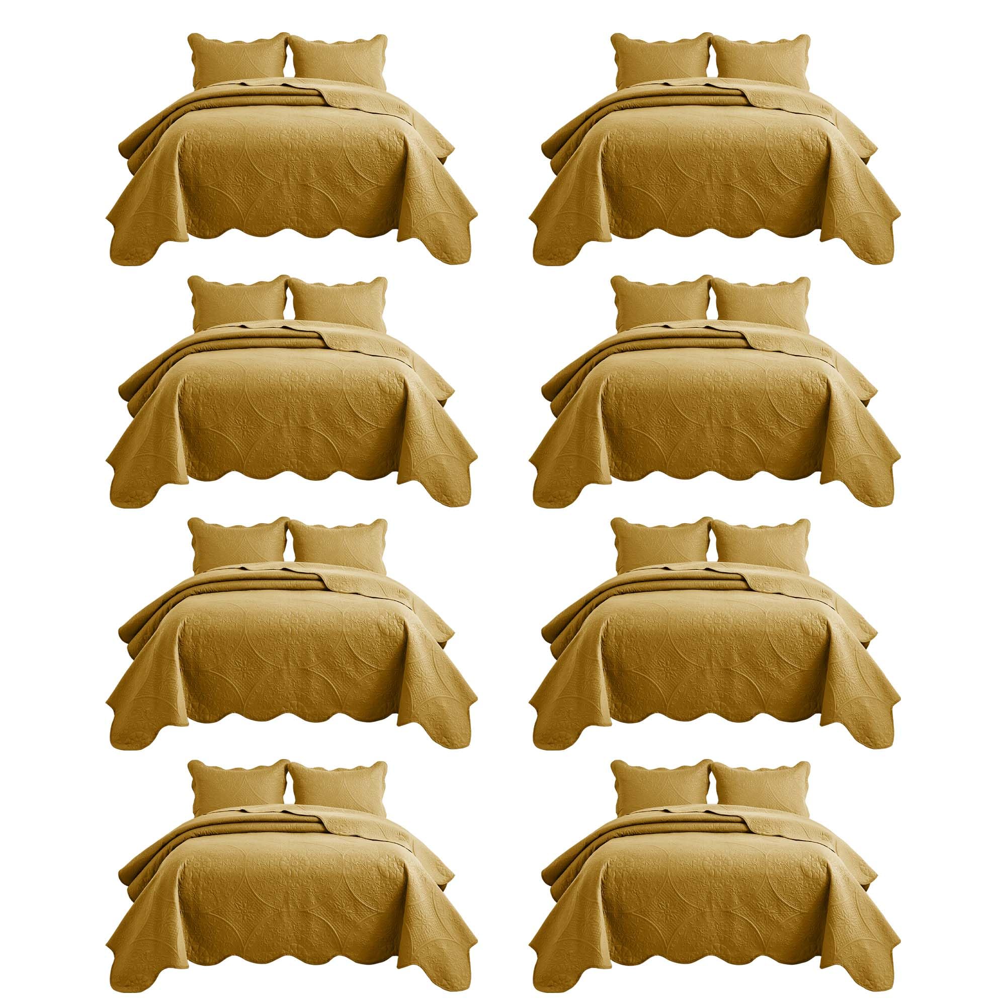 IR Imperial Rooms King Quilt Ochre Floral 8 Pack for Hotel Guest Bedroom