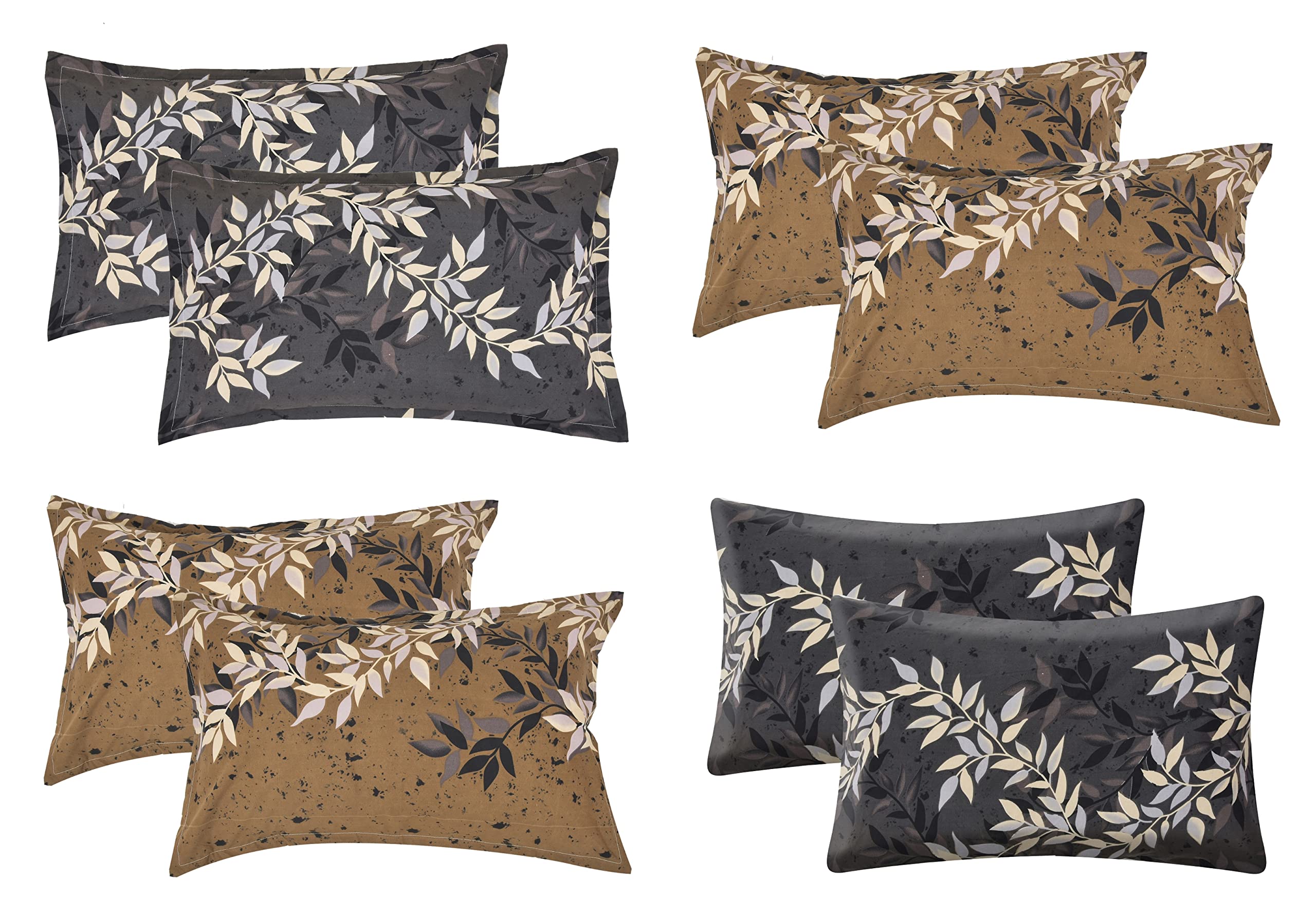 COZY FURNISH Super Soft Brushed Microfiber Cotton Pillow Covers,Set of 4 (Total 8 Pcs) Pillow Covers,17X27(Inches) Super Soft and Breathable Envelope Closure Pillow Cases